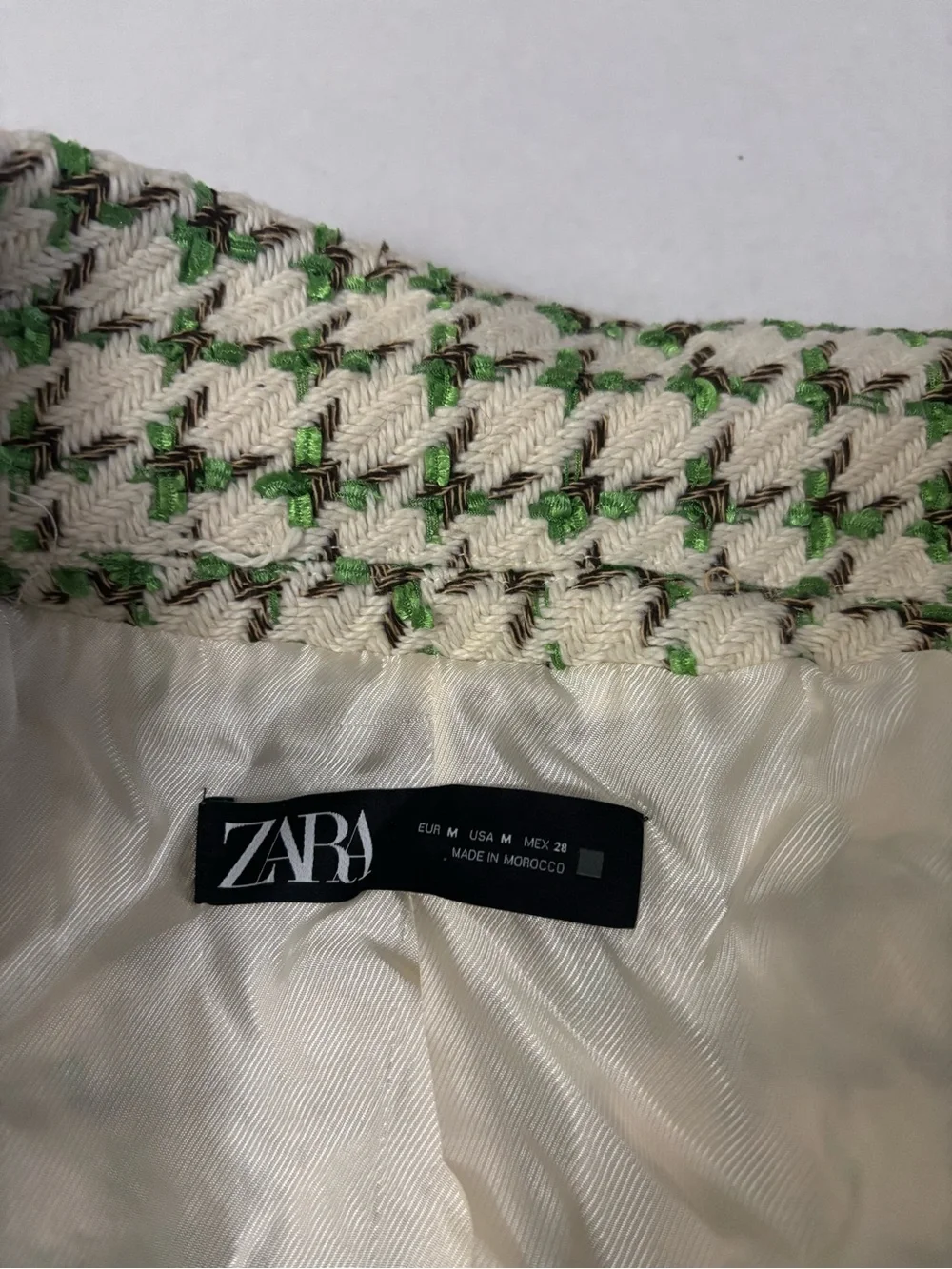 Zara Woman Textured Blazer Jacket Green Size M